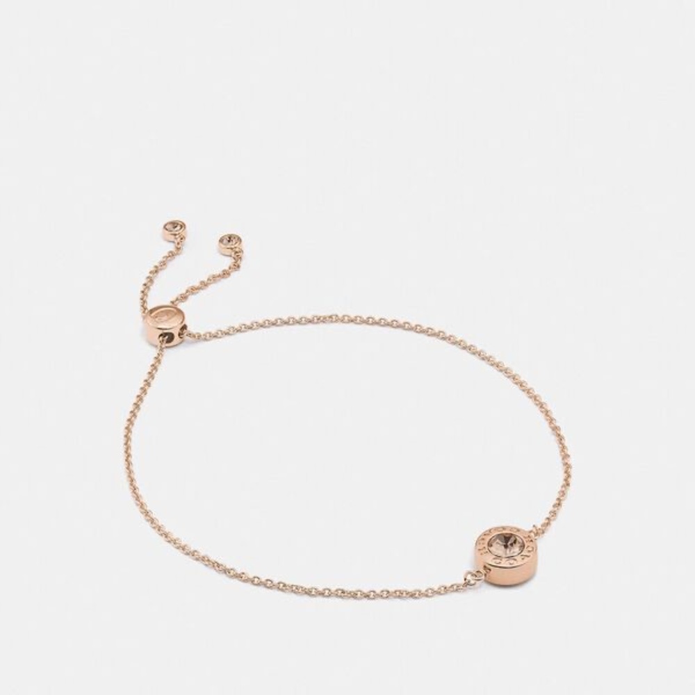 Coach Open Circle Rose Gold Slider Bracelet.
